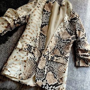Neutral snake print blazer